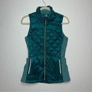 Lululemon Down For A Run Vest Womens Size 6 Green Forage Teal Full Zip Quilted